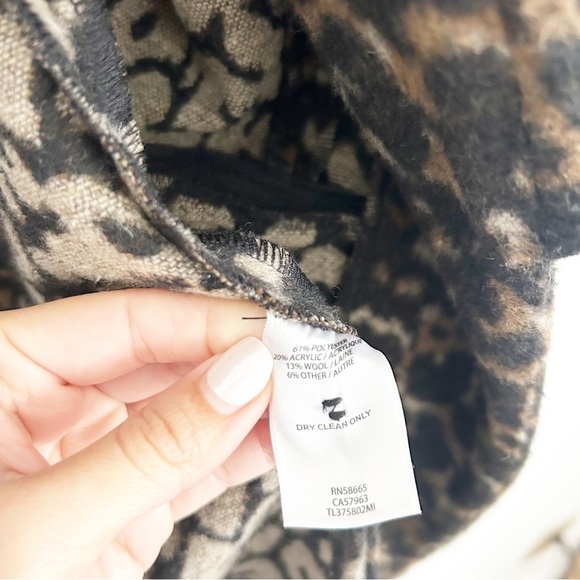 Leith Nordstrom Leopard Print Wool Blend Longline Light Coat Size XS - Picture 7 of 8